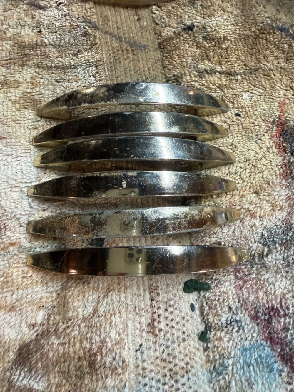 Set of 6 Vintage Curved Drawer Pulls - Brass Tone